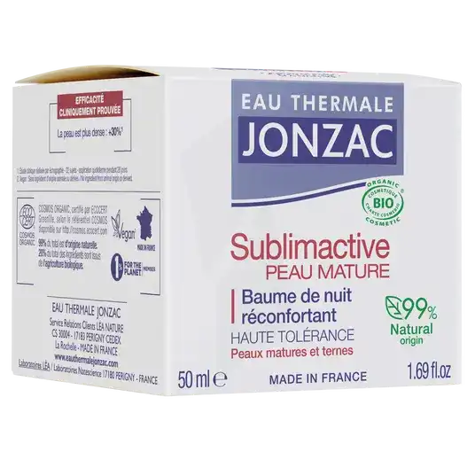 Eau Thermale Jonzac Sublimactive Peau Mature Baume De Nuit Réconfortant Bio Pot/50ml