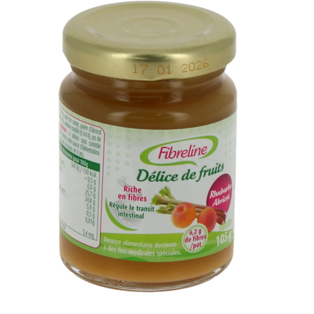 Fibreline Délice De Fruits Rhubarbe Abricot Pot/105g