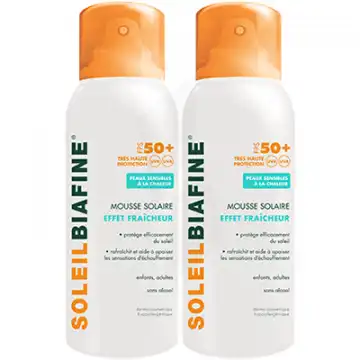 Soleilbiafine Spf50+ Mousse Solaire Corps Effet Fraîcheur 2aérosols/150ml