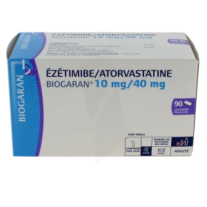Ezetimibe/atorvastatine Biogaran 10 Mg/40 Mg Cpr Pell Plq/90
