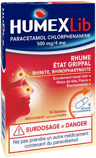 Humexlib Paracetamol Chlorphenamine 500 Mg/4 Mg, Gélule