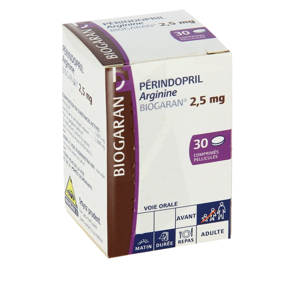 Perindopril Arginine Biogaran 2,5 Mg, Comprimé Pelliculé