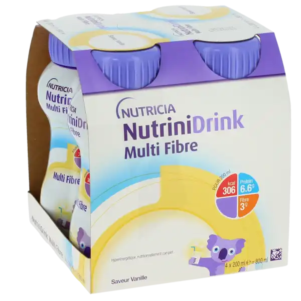 Nutrinidrink Multi Fibre Nutriment Vanille 4bouteilles/200ml