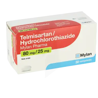 Telmisartan/hydrochlorothiazide Viatris 80 Mg/25 Mg, Comprimé à Paris