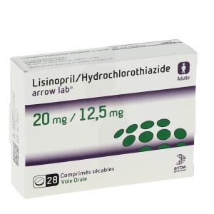 Lisinopril/hydrochlorothiazide Arrow Lab 20 Mg/12,5 Mg, Comprimé Sécable