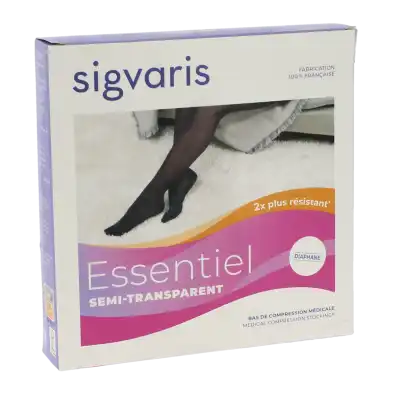 Sigvaris Essentiel Semi-transparent Bas Auto-fixants  Femme Classe 2 Noir Large Normal à Égletons