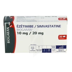 Ezetimibe/simvastatine Biogaran 10 Mg/20 Mg, Comprimé
