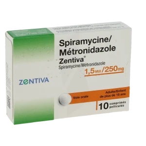 Spiramycine Metronidazole Zentiva 1,5 Mui/250 Mg, Comprimé Pelliculé