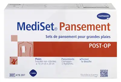 Mediset® Set De Pansement Post Op Avec Coupe-fil Pour Grandes Plaies - Boîte De 3 Soins à Fronton
