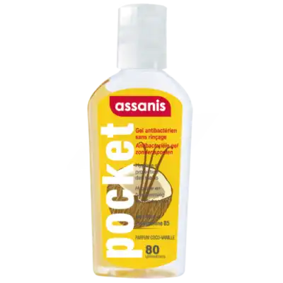 Assanis Pocket Parfumés Gel Antibactérien Mains Coco Vanille 80ml à MANCIET