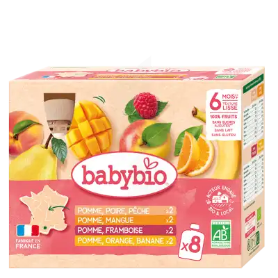 Babybio Aliment Infant Multi Parfums Fruits 2 8gourdes/90g à PINS-JUSTARET