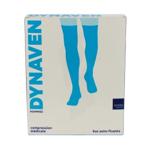 Sigvaris Dynaven Semi-opaque Fin Bas Auto-fixants Morpho- Classe 2 Homme Noir Long L