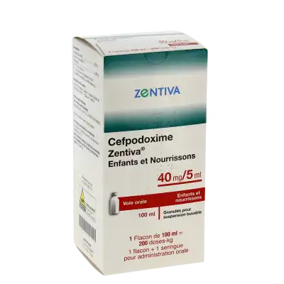 CEFPODOXIME ZENTIVA ENFANTS ET NOURRISSONS 40 mg/5 ml, granulés pour suspension buvable
