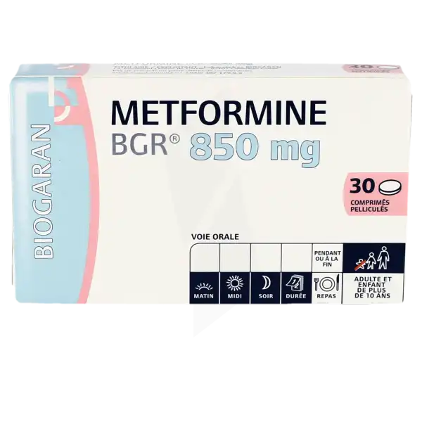 Metformine Bgr 850 Mg, Comprimé Pelliculé