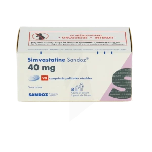 Simvastatine Sandoz 40 Mg, Comprimé Pelliculé Sécable