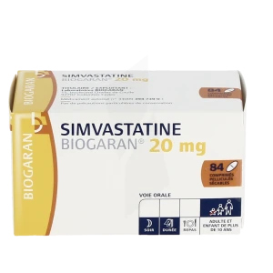 Simvastatine Biogaran 20 Mg, Comprimé Pelliculé Sécable