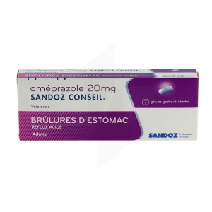 Omeprazole Sandoz Conseil 20 Mg Gél Gastro-rés Plq/7