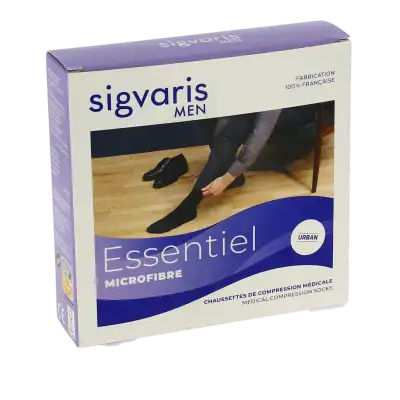 Sigvaris Essentiel Microfibre Chaussettes  Homme Classe 2 Noir Medium Normal à CERNAY