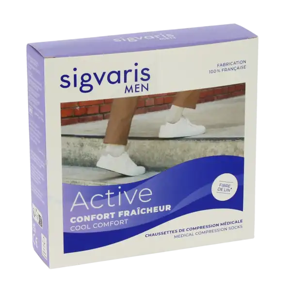 Sigvaris Active Confort FraÎcheur Chaussettes  Homme Classe 2 Écru Medium Normal