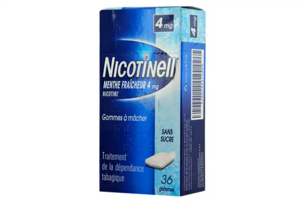 Nicotinell Menthe Fraicheur 4 Mg Sans Sucre, Gomme à Mâcher Médicamenteuse