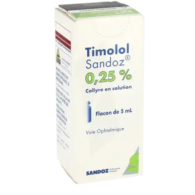 TIMOLOL SANDOZ 0,25 POUR CENT, collyre en solution