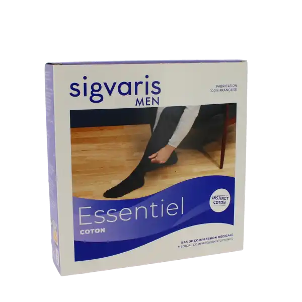 Sigvaris Essentiel Instinct Coton Bas Auto-fixants Classe 3 Homme Noir Normal L