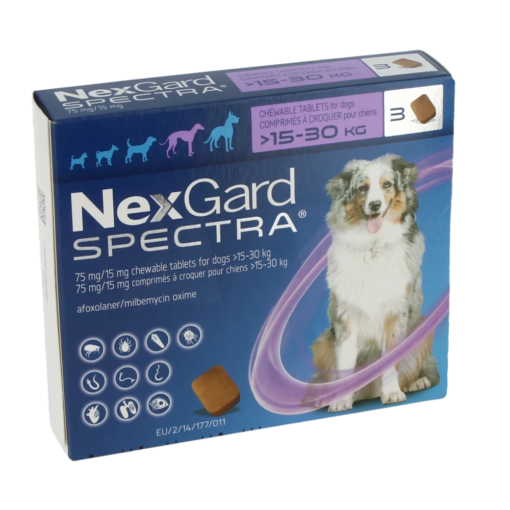 Nexgard Spectra 75 Mg/ 15 Mg Comprime A Croquer Pour Chiens 15 - 30 Kg, Comprimé à Croquer