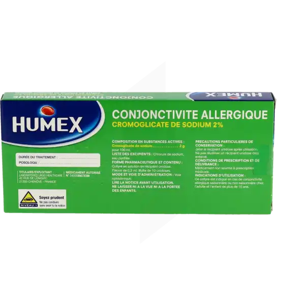 Humex Conjonctivite Allergique 2 %, Collyre En Solution En Récipient Unidose
