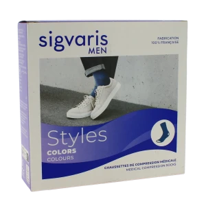 Sigvaris Styles Urban Colors Chaussette Classe 2 Homme Noir/aubergine Long M