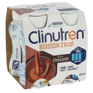 Clinutren Boisson 2 Kcal Nutriment Chocolat 4 Bouteilles/200ml