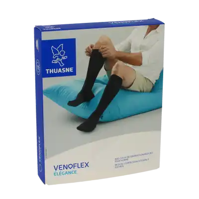 Thuasne Venoflex Elegance 2 Bas Cuisse Antiglisse Maille Côtelée Homme Noir T1n à PODENSAC