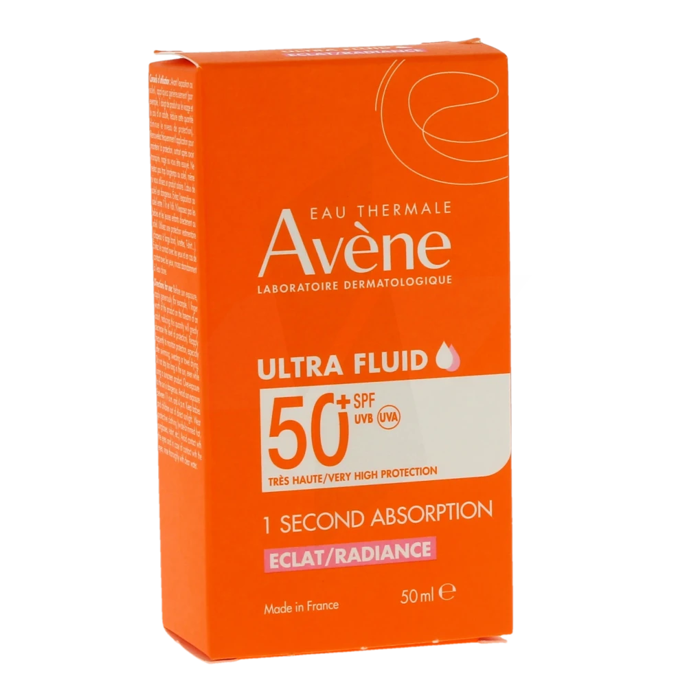 Avène Eau Thermale Solaire Ultra-fluid Eclat Radiance Spf50 + Emulsion Fluide Flacon De 50 Ml