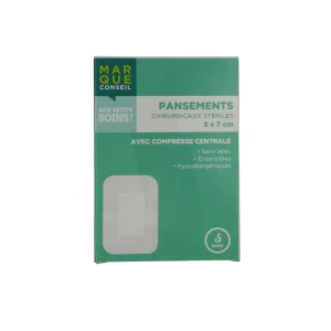 Marque Conseil Pans Stérile Avec Compresse 5x7cm B/5