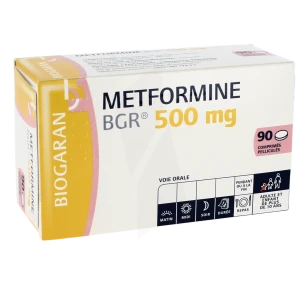 Metformine Bgr 500 Mg, Comprimé Pelliculé
