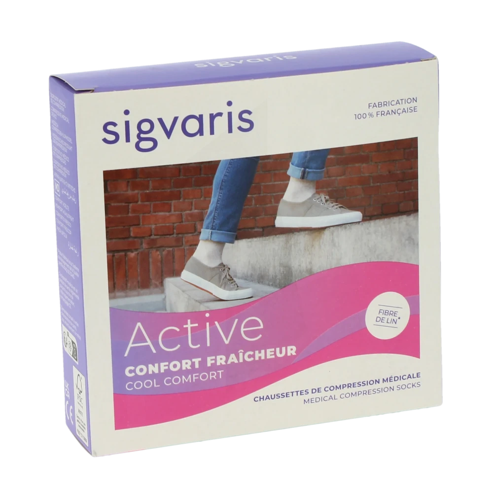 Sigvaris Active Confort FraÎcheur Chaussettes  Femme Classe 2 Écru X Large Normal