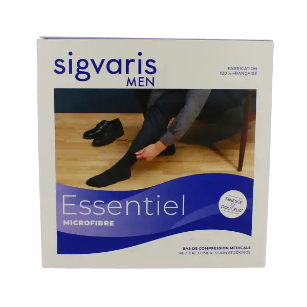 Sigvaris Essentiel Urban Microfibre Bas Auto-fixants Morpho Classe 2 Homme Noir Normal S
