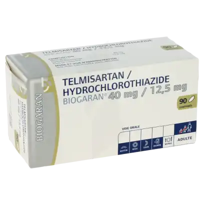 Telmisartan/hydrochlorothiazide Biogaran 40 Mg/12,5 Mg, Comprimé à Nice