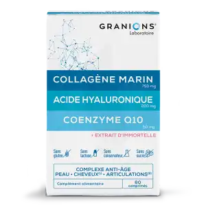 Granions Complexe Collagene, Acide Hyaluronique & Coenzyme Q10 Anti-âge - Peau - Cheveux - Articulations 60 Comprimés à BOUC-BEL-AIR
