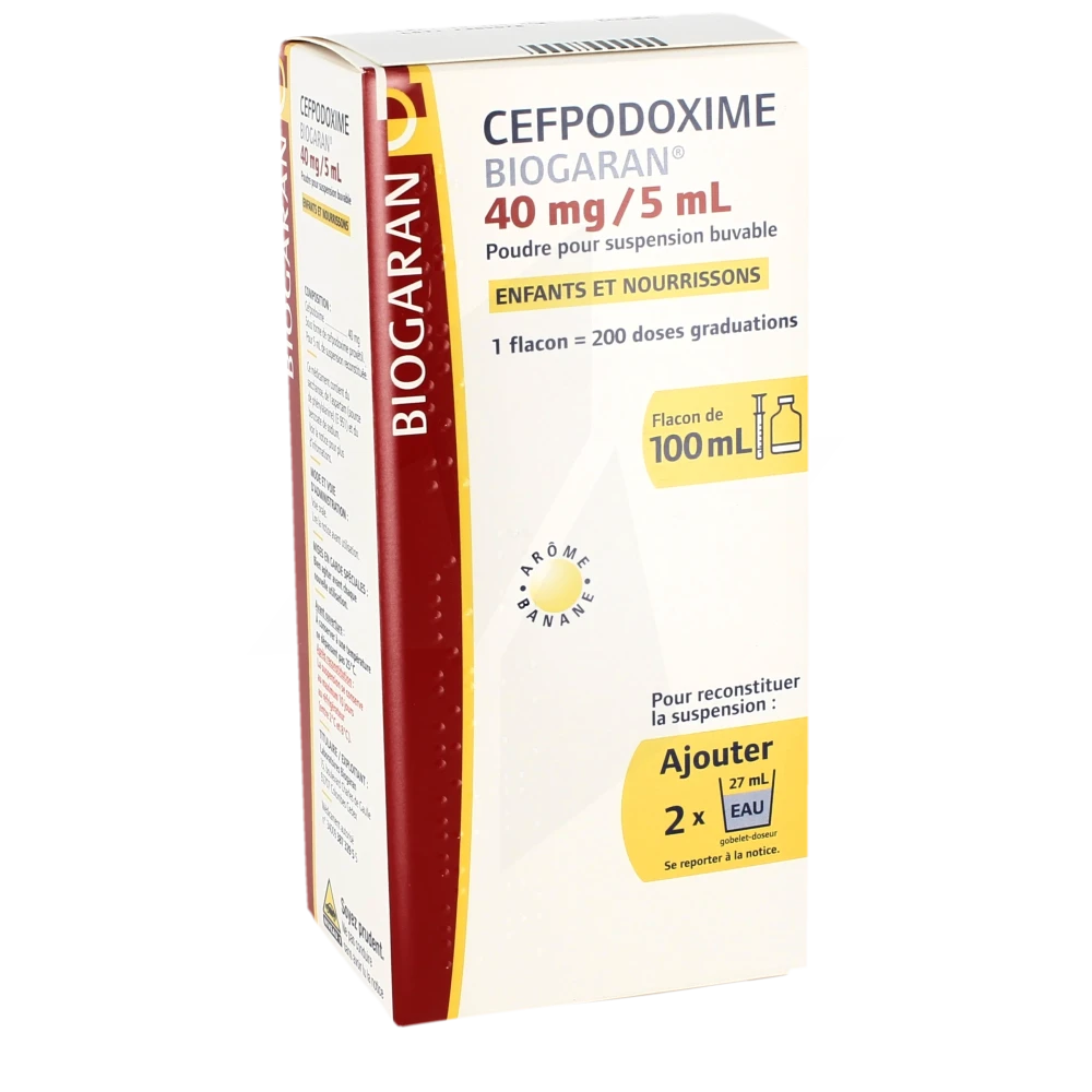 Cefpodoxime Biogaran Enfants Et Nourrissons 40 Mg/5 Ml, Poudre Pour Suspension Buvable