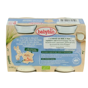 Babybio Alimentation Infantile Brassé Lait De Vache Nature 2pots/130g