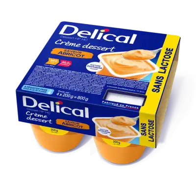 Delical Crème Dessert Sans Lactose Nutriment Abricot 4pots/200g à FLEURANCE