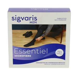 Sigvaris Essentiel Microfibre Chaussettes  Homme Classe 2 Gris Anthracite Small Normal