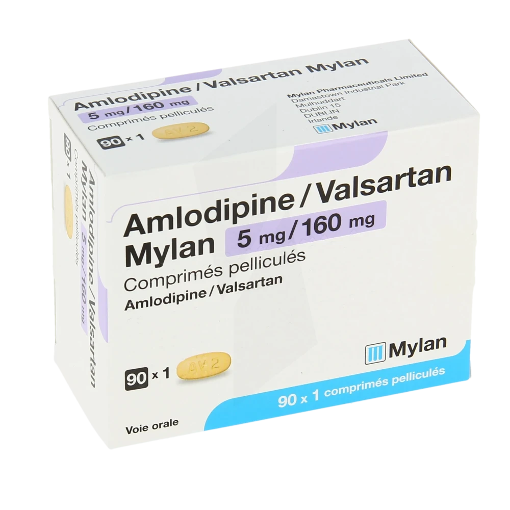 Amlodipine/valsartan Mylan 5 Mg/160 Mg, Comprimé Pelliculé