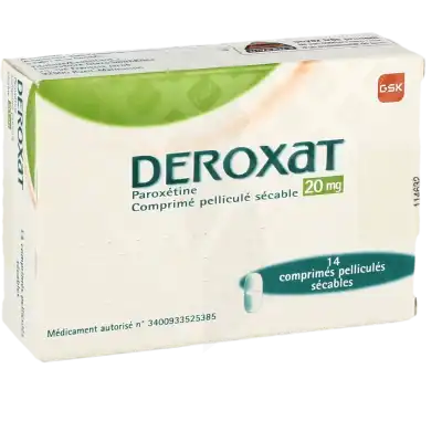 DEROXAT 20 mg, comprimé pelliculé sécable