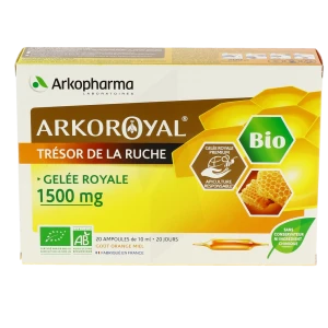 Arkoroyal Gelée Royale Bio 1500 Mg Solution Buvable 20 Ampoules/10ml