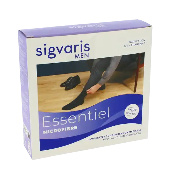 Sigvaris Essentiel Microfibre Chaussettes  Homme Classe 2 Noir Small Normal