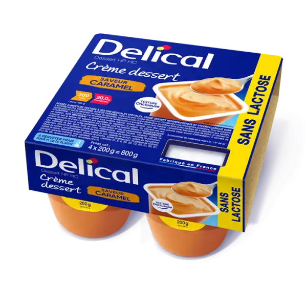 Delical Crème Dessert Sans Lactose Nutriment Caramel 4pots/200g