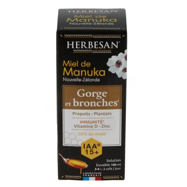 Herbesan Miel De Manuka Iaa 15+ Sirop Gorge Bronches Fl/100ml