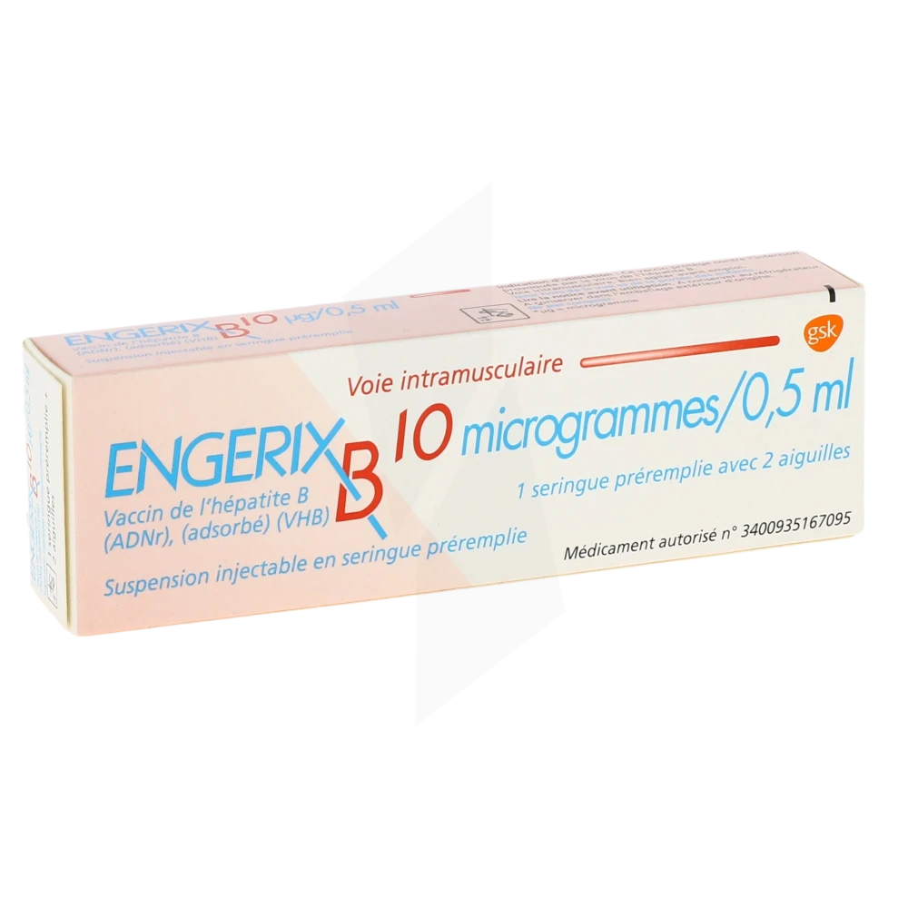 Engerix B 10 Microgrammes/0,5 Ml, Suspension Injectable En Seringue Préremplie. Vaccin De L'hépatite B (adnr), (adsorbé) (vhb)