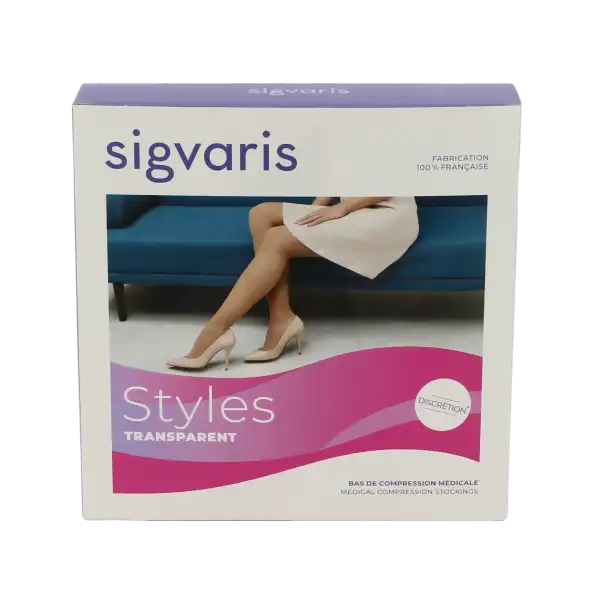 Sigvaris Styles Transparent Bas Auto-fixants  Femme Classe 2 Beige 120 Medium Normal